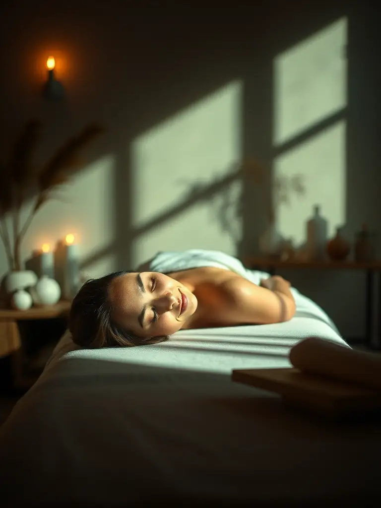 A person enjoying a robotic massage in one of Commonwealth Robotics' automated massage suites, showcasing the wellness applications of robotics.